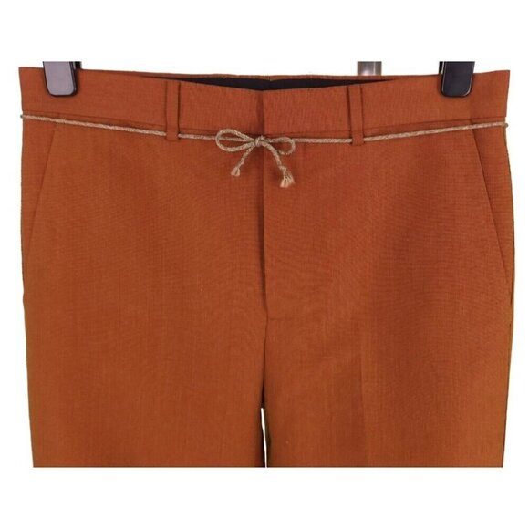 Acne Studios Straight Leg Linen Blend Trousers Size 44 US S Brown New - Picture 2 of 8